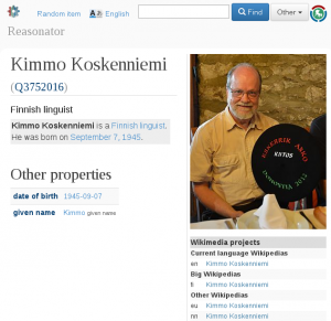 Reasonator entry for Kimmo Koskenniemi